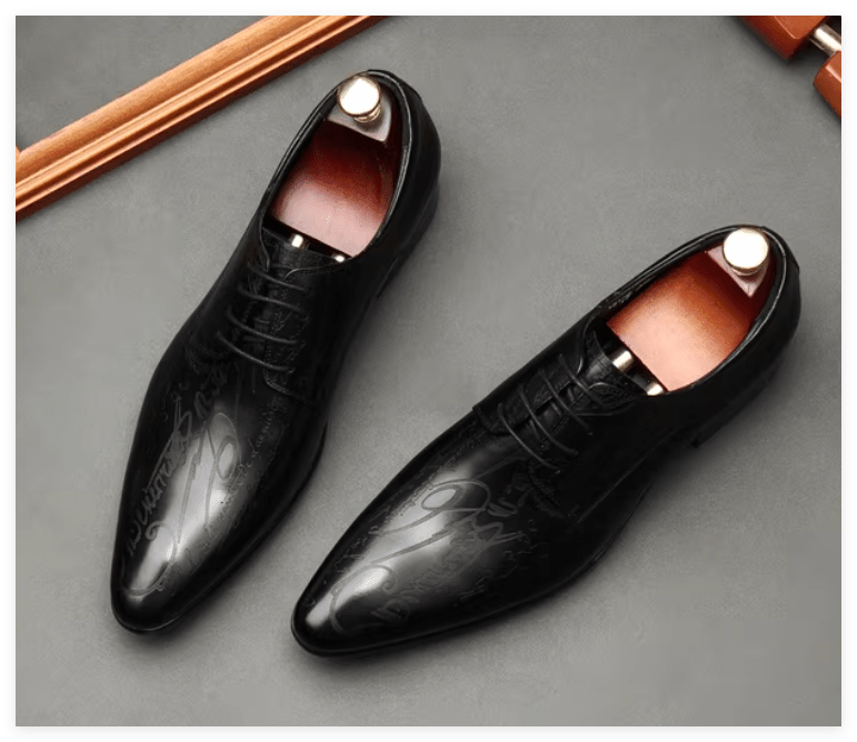 Artistic Patterned Pointed Derby: Luxury Party & Prom Formal Shoesyes