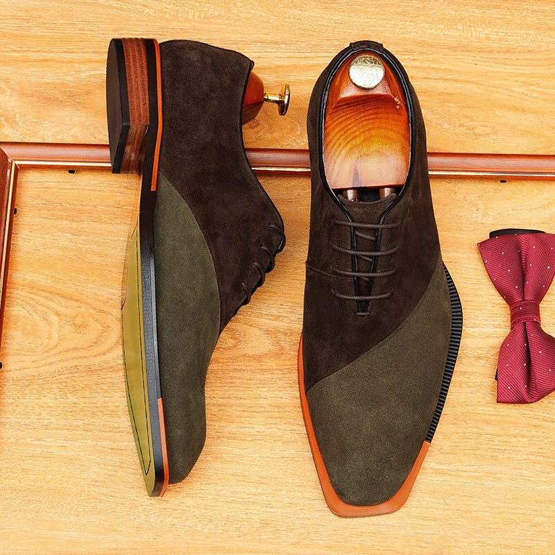 Asymmetric Suede Oxford Shoes Unique Groom Wedding Dress Shoes Menyes