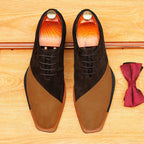 Asymmetric Suede Oxford Shoes Unique Groom Wedding Dress Shoes Menyes