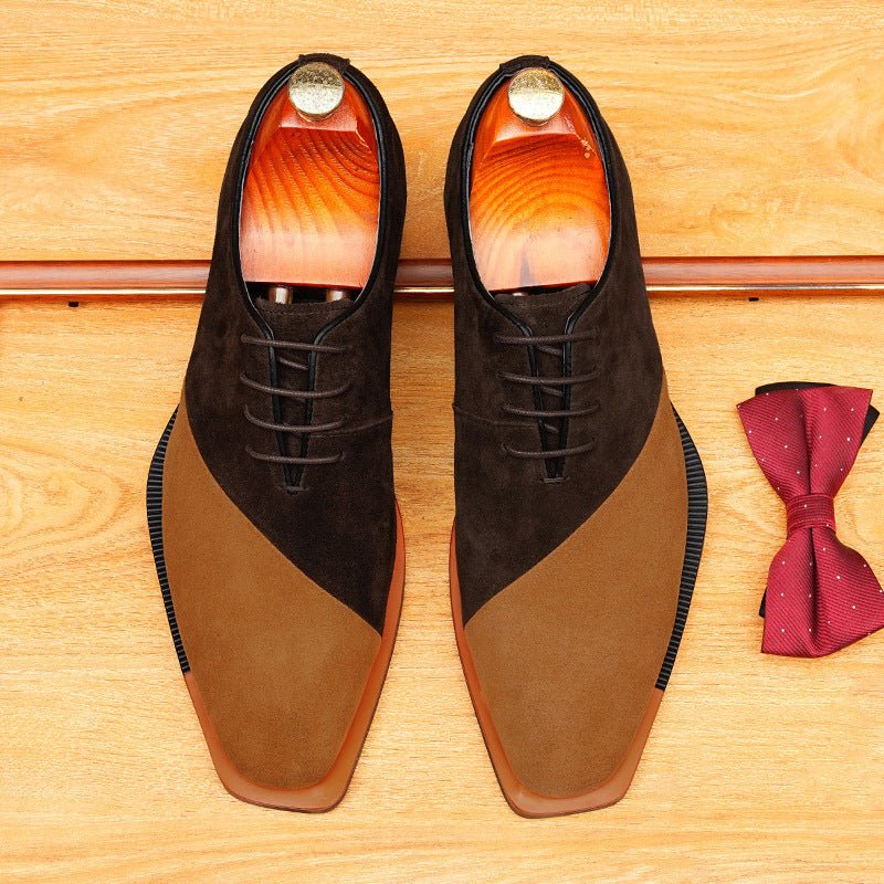 Asymmetric Suede Oxford Shoes Unique Groom Wedding Dress Shoes Menyes