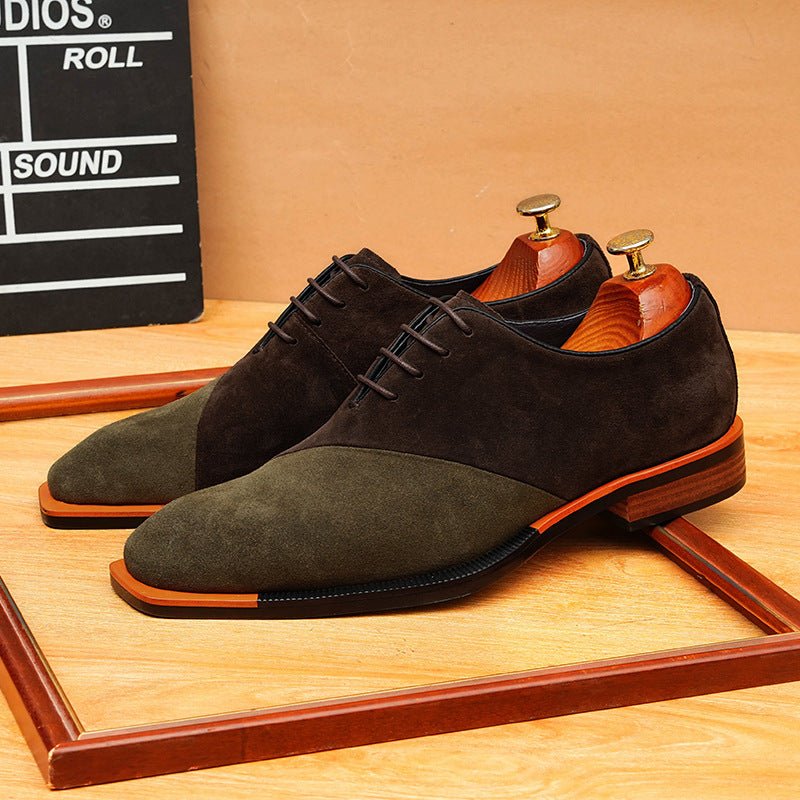 Asymmetric Suede Oxford Shoes Unique Groom Wedding Dress Shoes Menyes