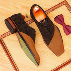 Asymmetric Suede Oxford Shoes Unique Groom Wedding Dress Shoes Menyes