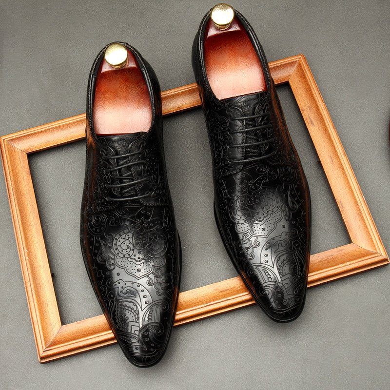 Baroque Patterned Derby: Luxury Men's Party & Prom Formal Shoesyes
