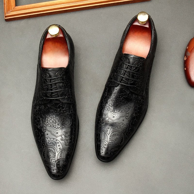 Baroque Patterned Derby: Luxury Men's Party & Prom Formal Shoesyes