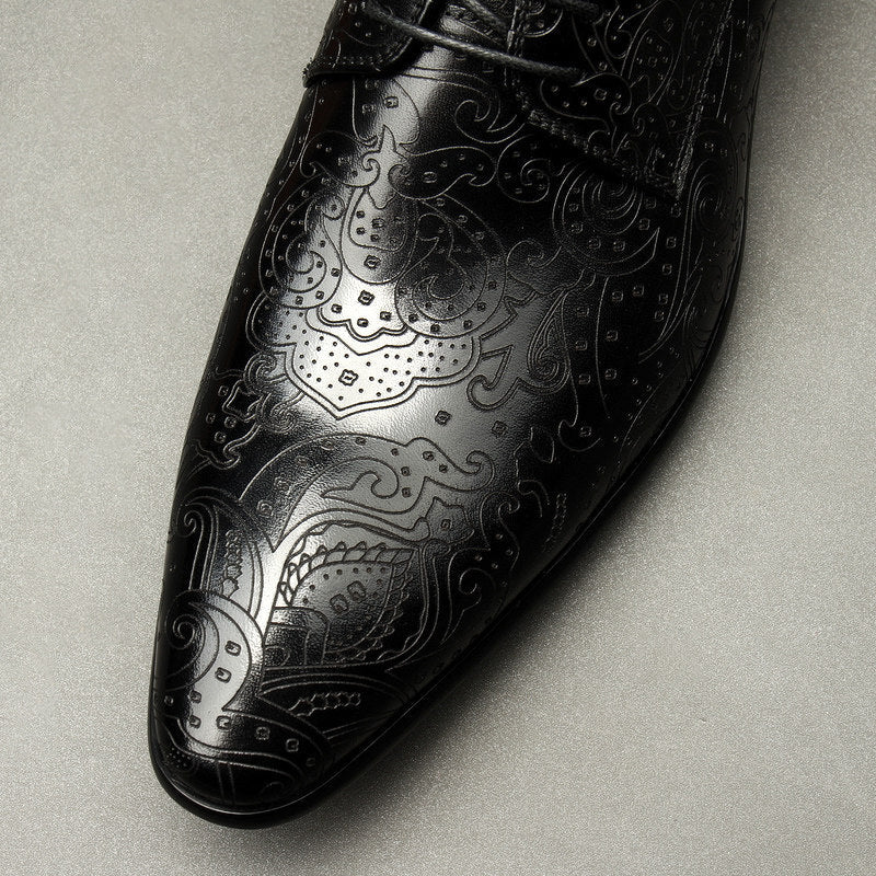 Baroque Patterned Derby: Luxury Men's Party & Prom Formal Shoesyes
