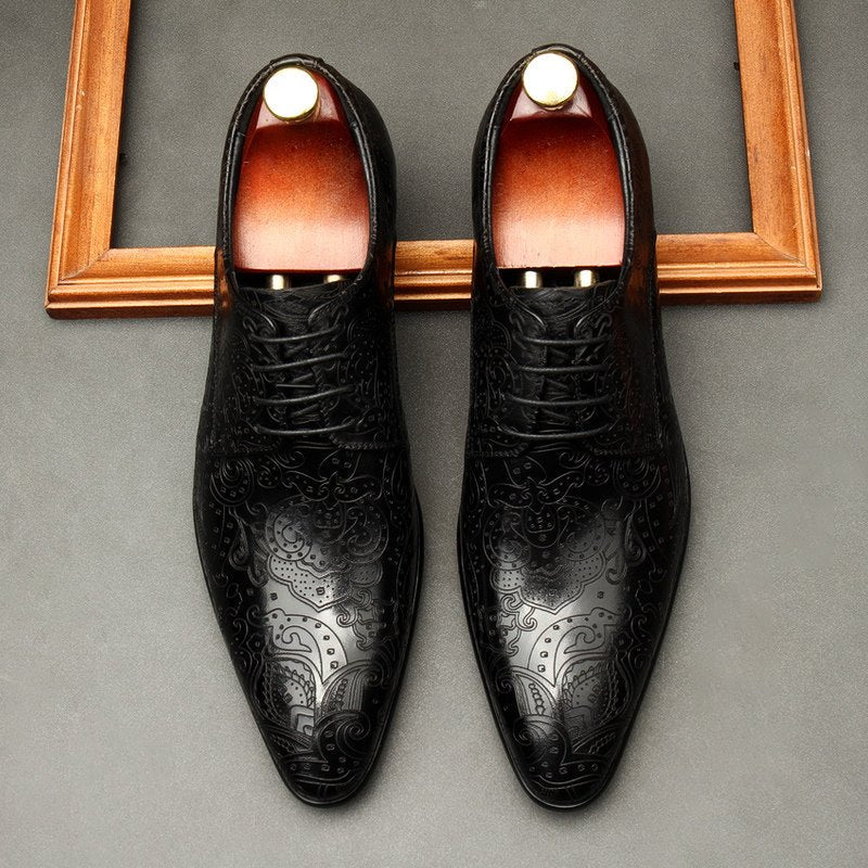Baroque Patterned Derby: Luxury Men's Party & Prom Formal Shoesyes