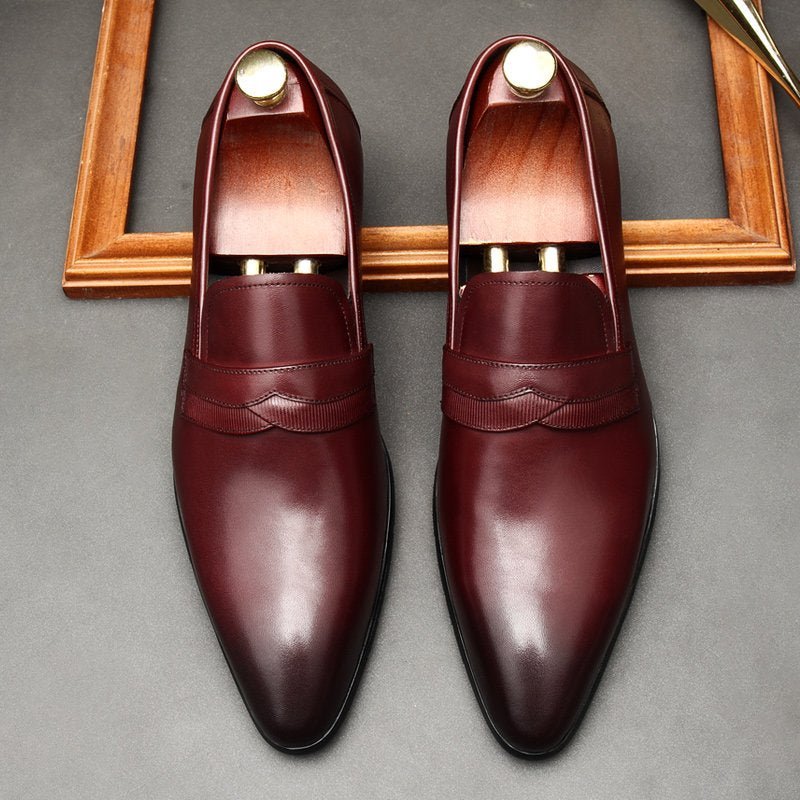 Bomeishoes Fashionable Men's Leather Dress Loafers Shoes Slip Onyes