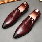 Bomeishoes Fashionable Men's Leather Dress Loafers Shoes Slip Onyes