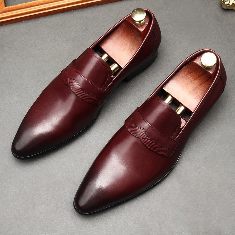 Bomeishoes Fashionable Men's Leather Dress Loafers Shoes Slip Onyes
