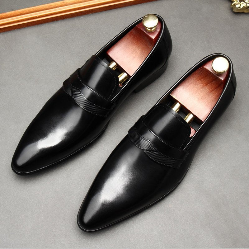 Bomeishoes Fashionable Men's Leather Dress Loafers Shoes Slip Onyes