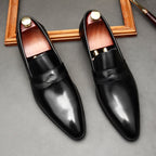 Bomeishoes Fashionable Men's Leather Dress Loafers Shoes Slip Onyes