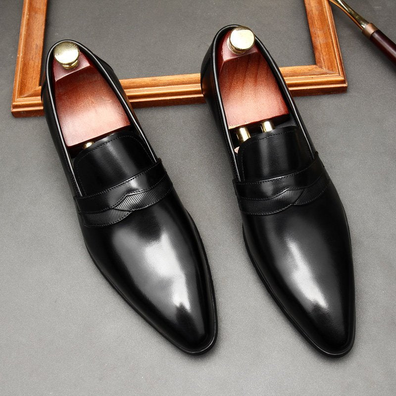 Bomeishoes Fashionable Men's Leather Dress Loafers Shoes Slip Onyes