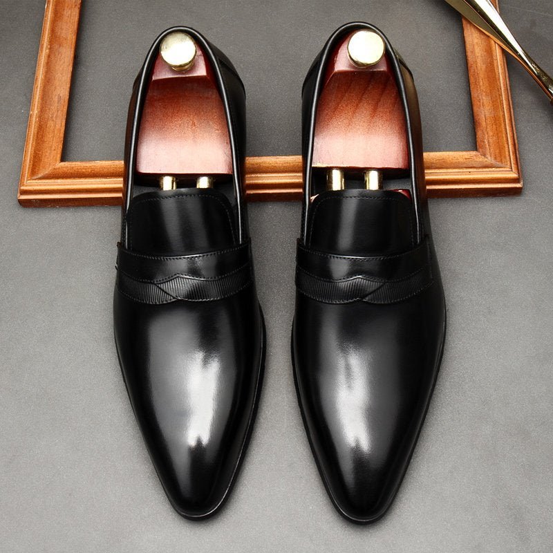 Bomeishoes Fashionable Men's Leather Dress Loafers Shoes Slip Onyes