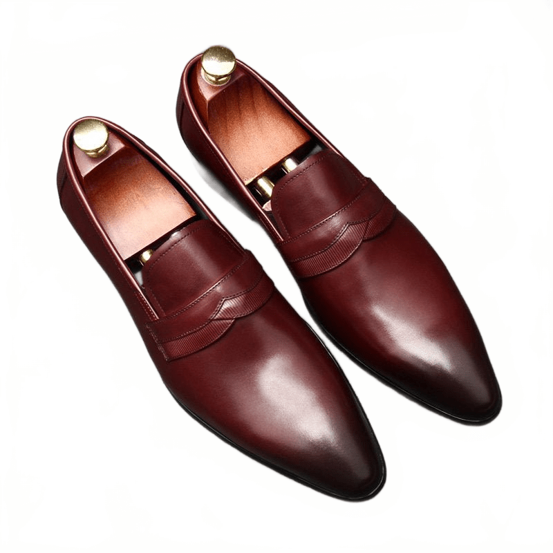 Bomeishoes Fashionable Men's Leather Dress Loafers Shoes Slip Onyes