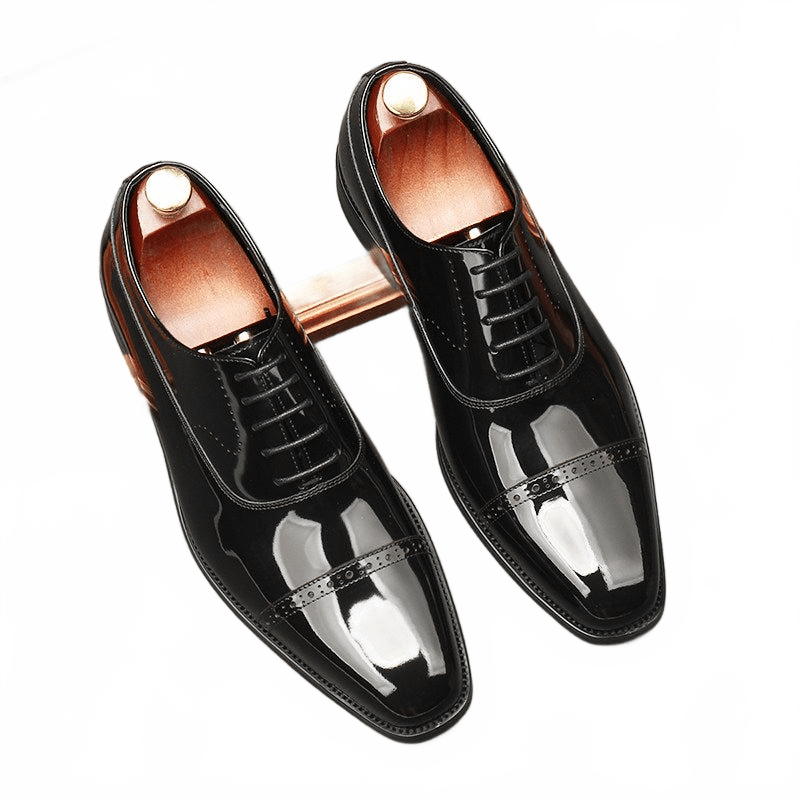 Bomeishoes Men's Formal Dress Shoes - Shiny Cap Toe Wedding Oxfordsyes