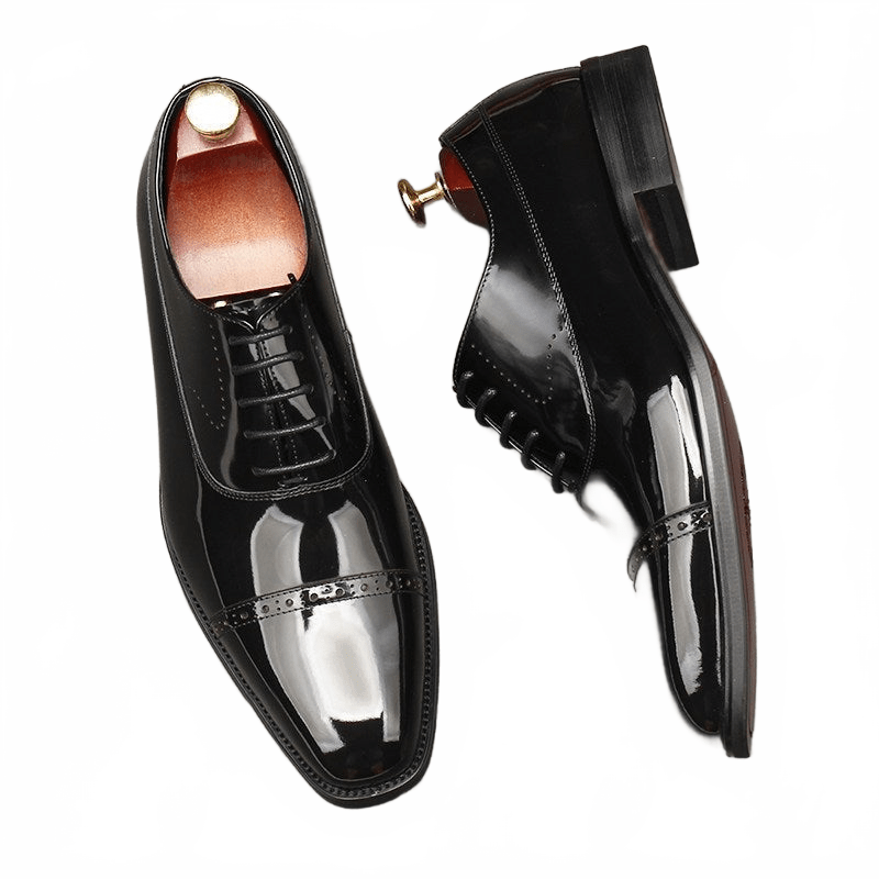 Bomeishoes Men's Formal Dress Shoes - Shiny Cap Toe Wedding Oxfordsyes