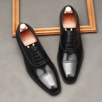 Bomeishoes Men's Formal Dress Shoes - Shiny Cap Toe Wedding Oxfordsyes