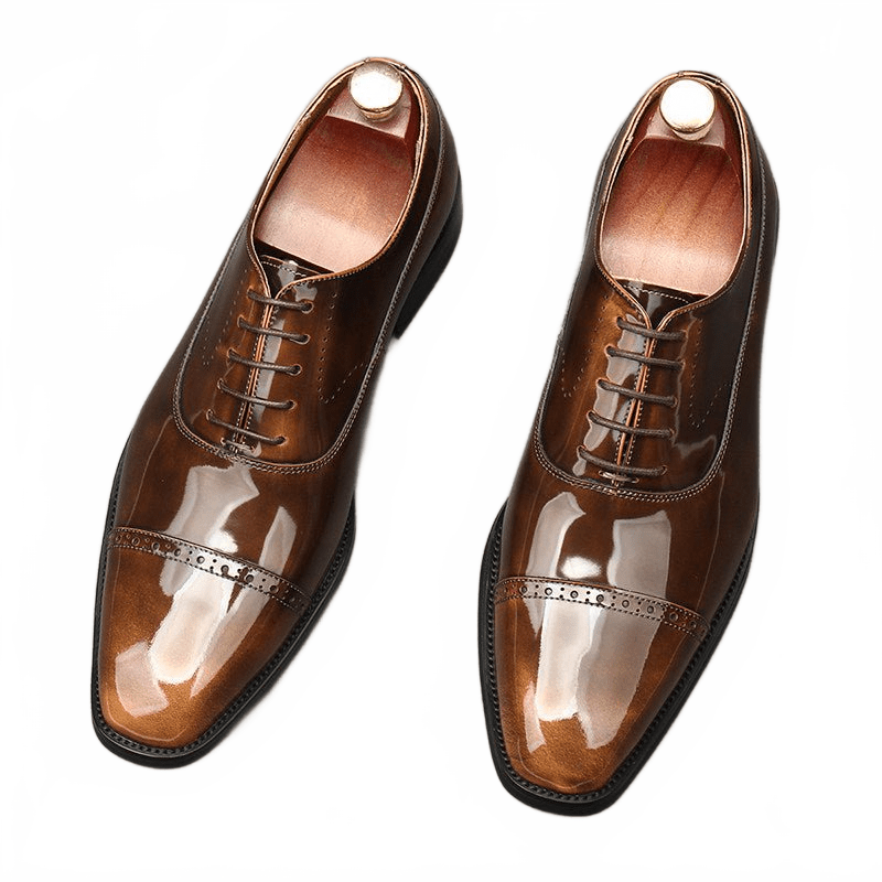 Bomeishoes Men's Formal Dress Shoes - Shiny Cap Toe Wedding Oxfordsyes