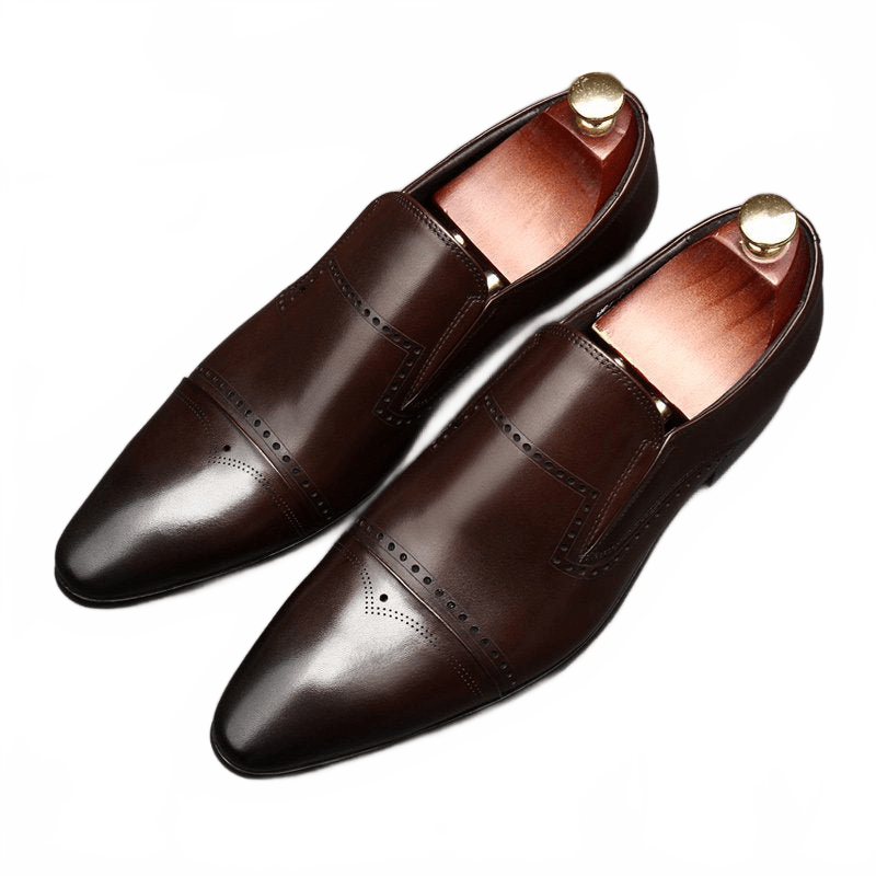 Bomeishoes Men's Slip On Dress Shoes | Toe Caps Formal Loafersyes
