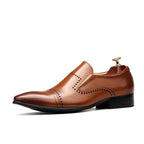 Bomeishoes Men's Slip On Dress Shoes | Toe Caps Formal Loafersyes