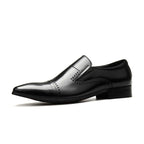 Bomeishoes Men's Slip On Dress Shoes | Toe Caps Formal Loafersyes