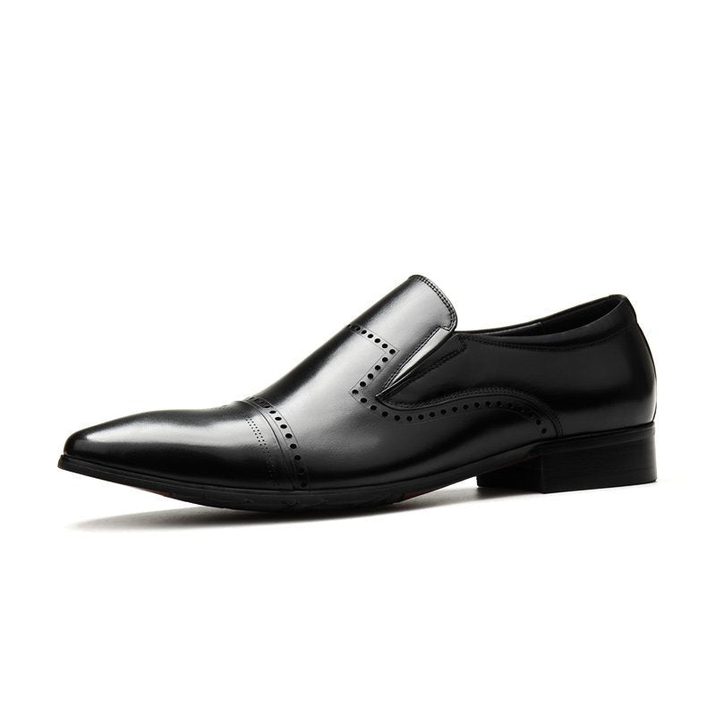 Bomeishoes Men's Slip On Dress Shoes | Toe Caps Formal Loafersyes