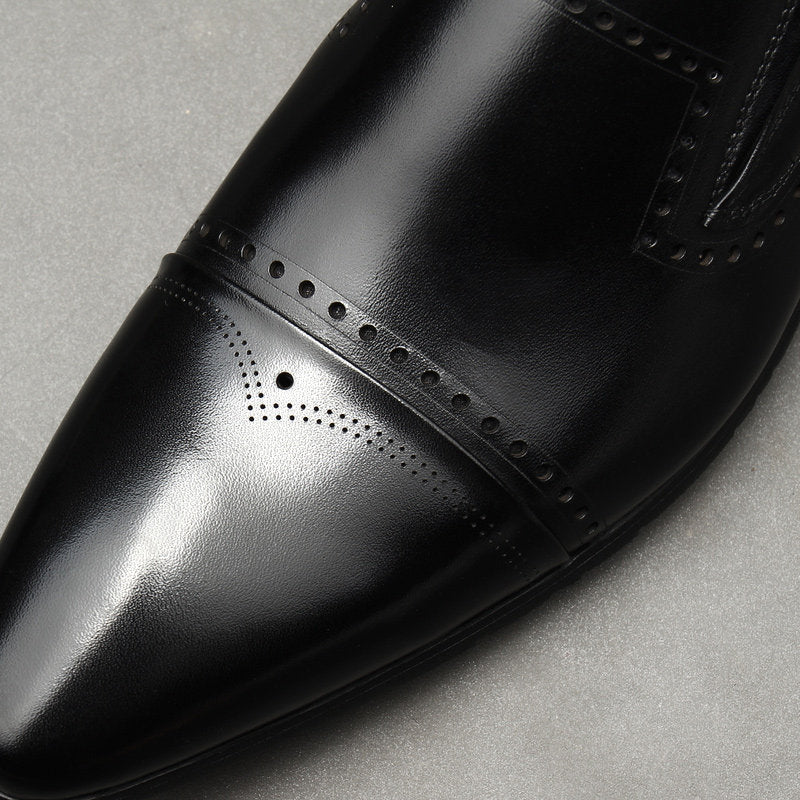 Bomeishoes Men's Slip On Dress Shoes | Toe Caps Formal Loafersyes