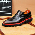 British Men's Glossy Derby: Fashion Chunky Business Dress