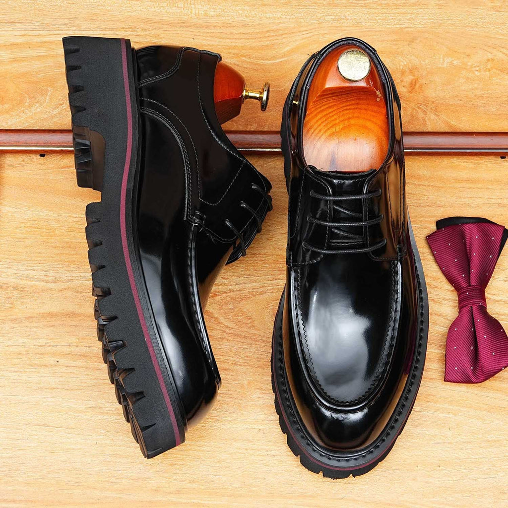 British Men's Moc Toe Derby: Fashion Chunky Business Dress
