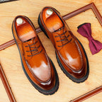 British Men's Moc Toe Derby: Fashion Chunky Business Dress