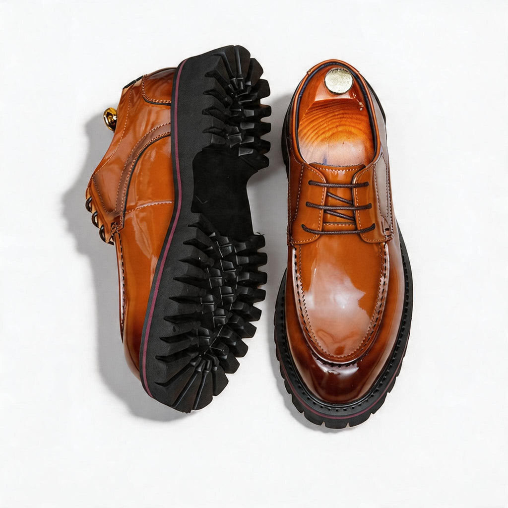 British Men's Moc Toe Derby: Fashion Chunky Business Dress