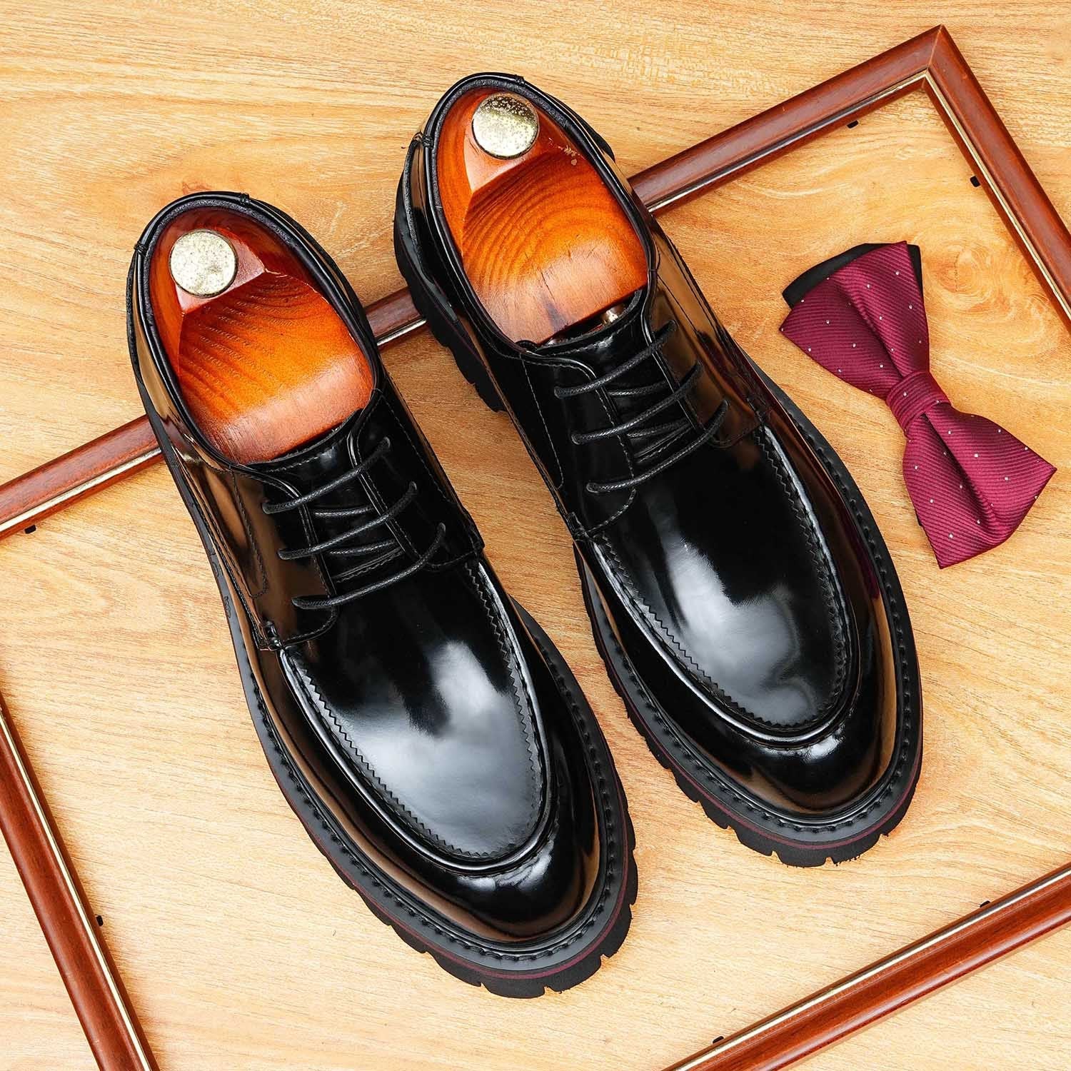 British Men's Moc Toe Derby: Fashion Chunky Business Dress