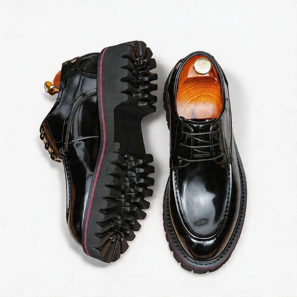 British Men's Moc Toe Derby: Fashion Chunky Business Dress