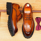 British Men's Moc Toe Derby: Fashion Chunky Business Dress