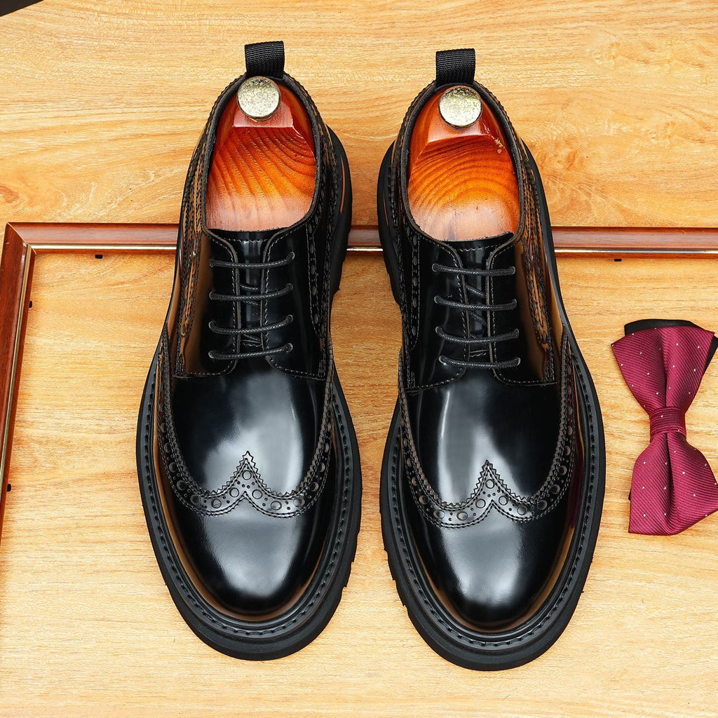 British Men's Round Toe Derby: Fashion Chunky Business Dress