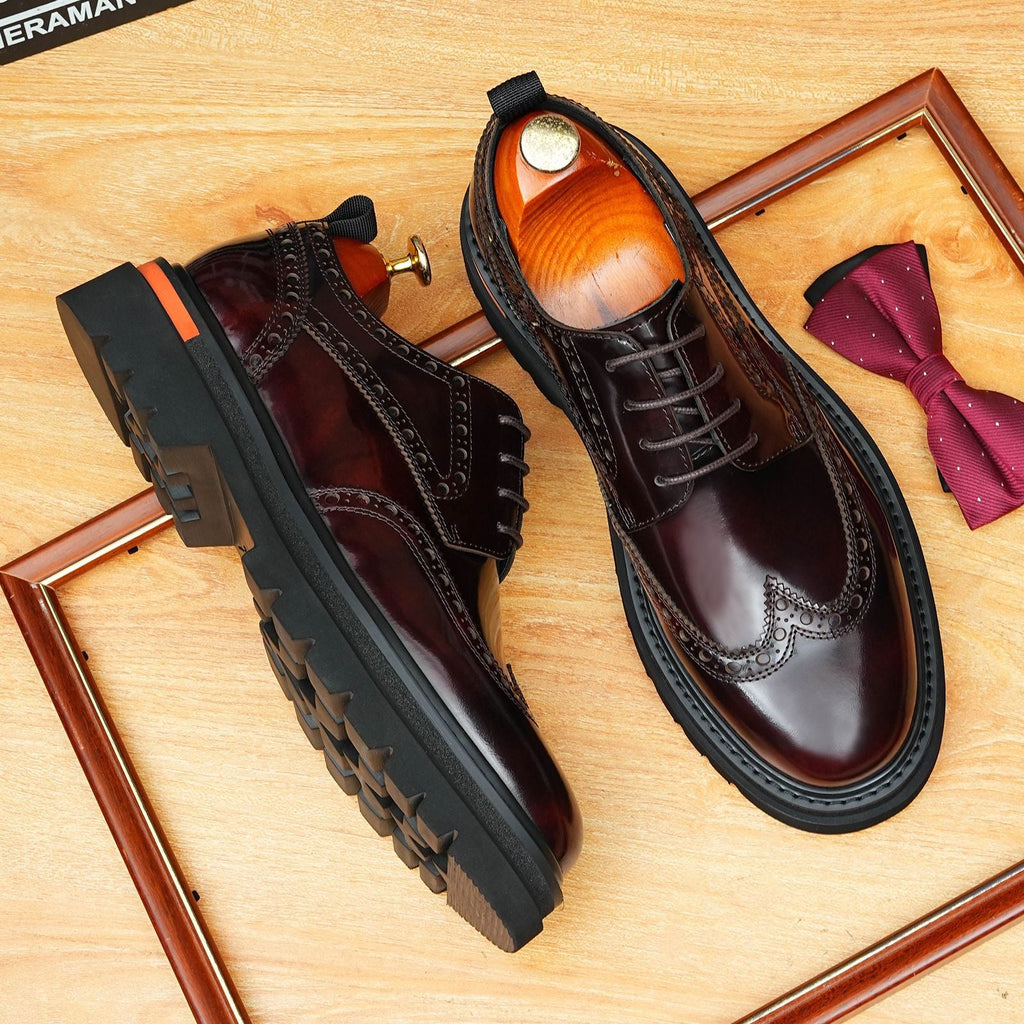 British Men's Round Toe Derby: Fashion Chunky Business Dress