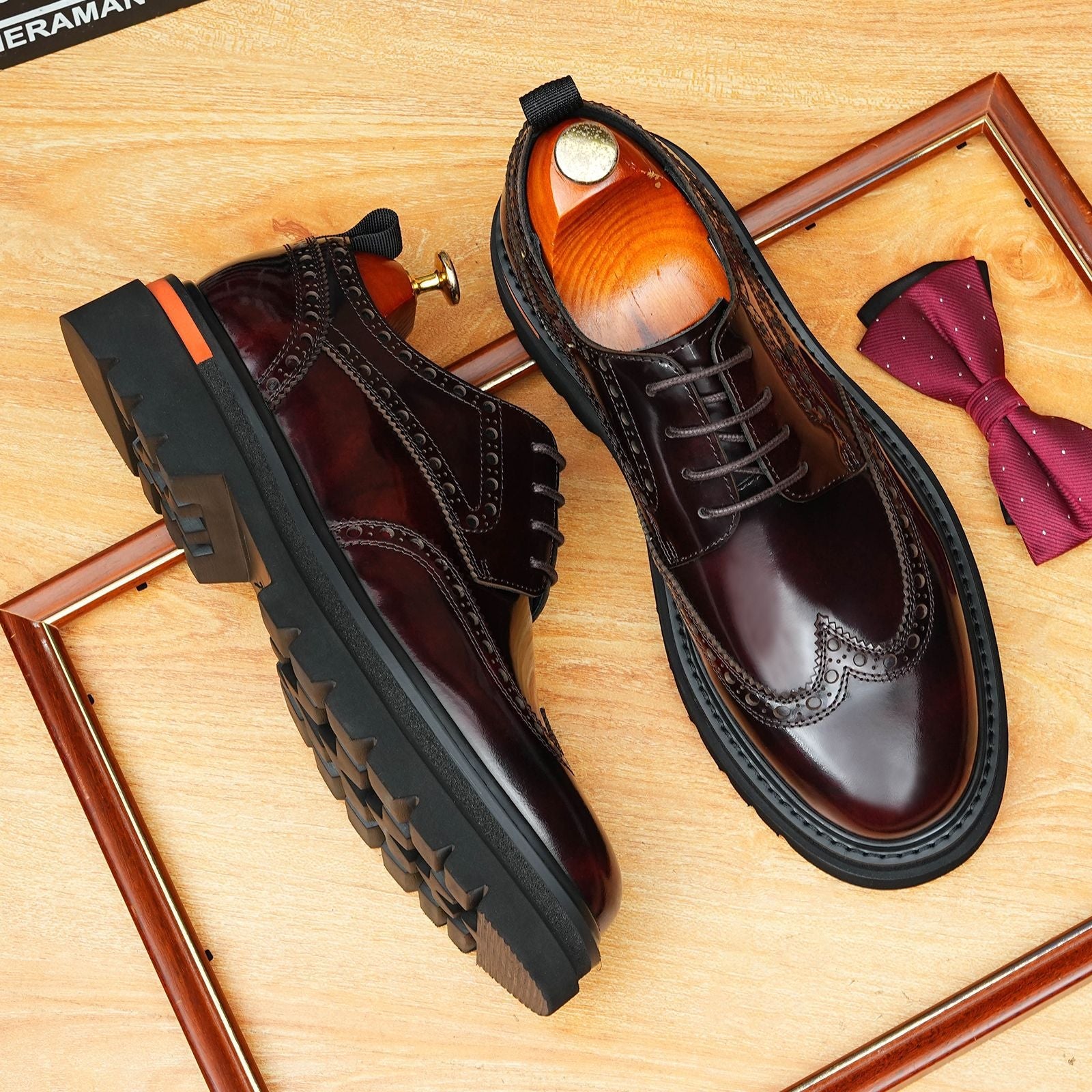 British Men's Round Toe Derby: Fashion Chunky Business Dress