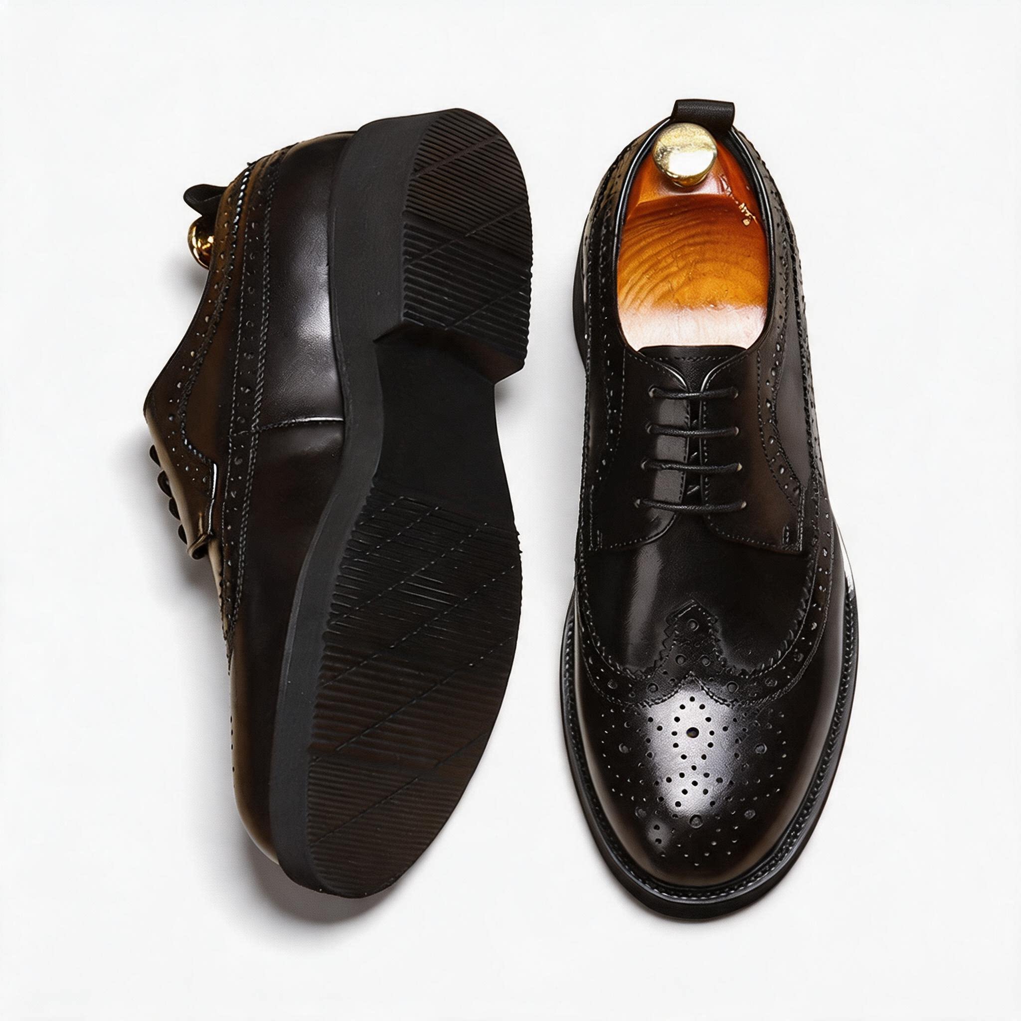British Men's Round Toe Derby: Fashion Chunky Business Dress