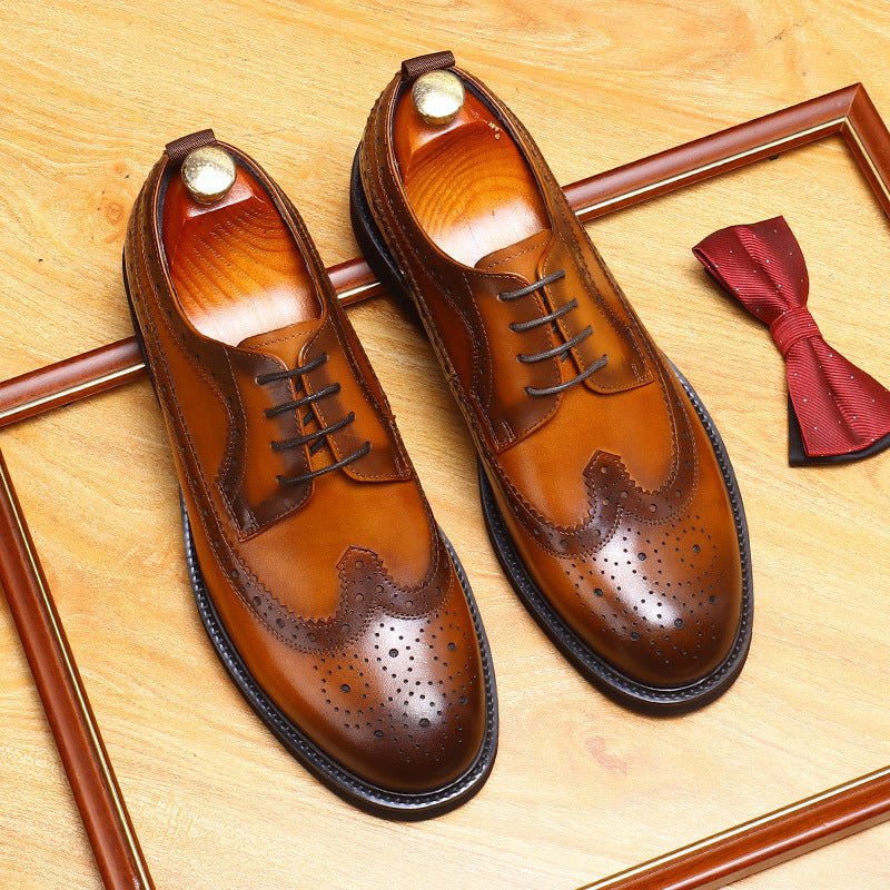 British Men's Round Toe Derby: Fashion Chunky Business Dress