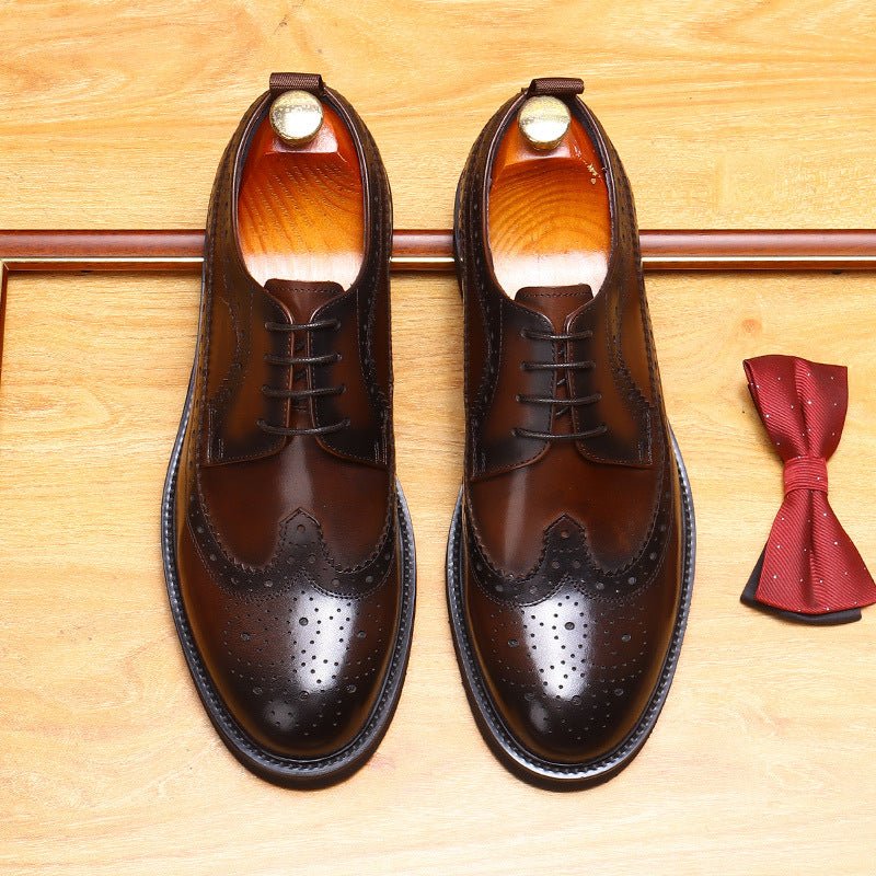 British Men's Round Toe Derby: Fashion Chunky Business Dress