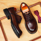 British Men's Round Toe Derby: Fashion Chunky Business Dress