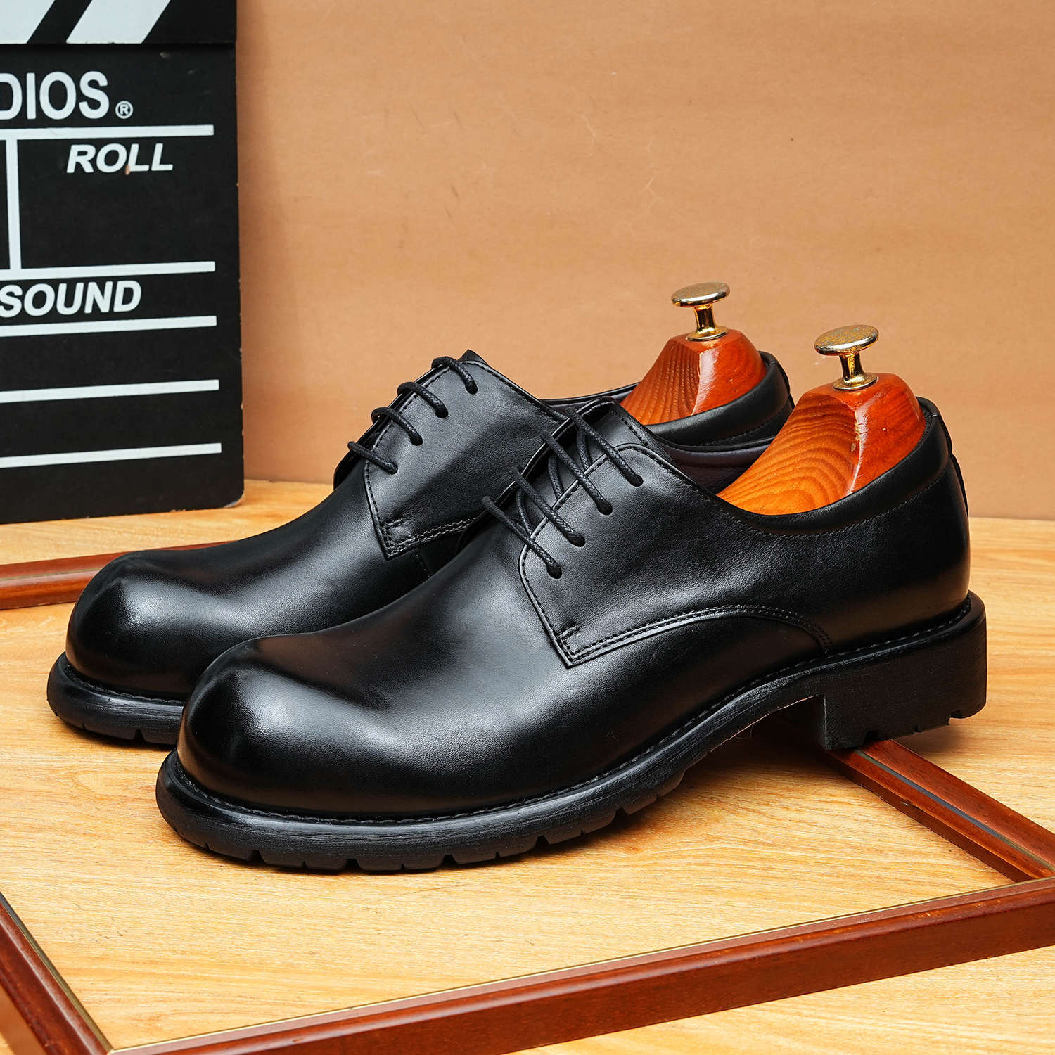 British Men's Round Toe Derby: Fashion Chunky Business Dress