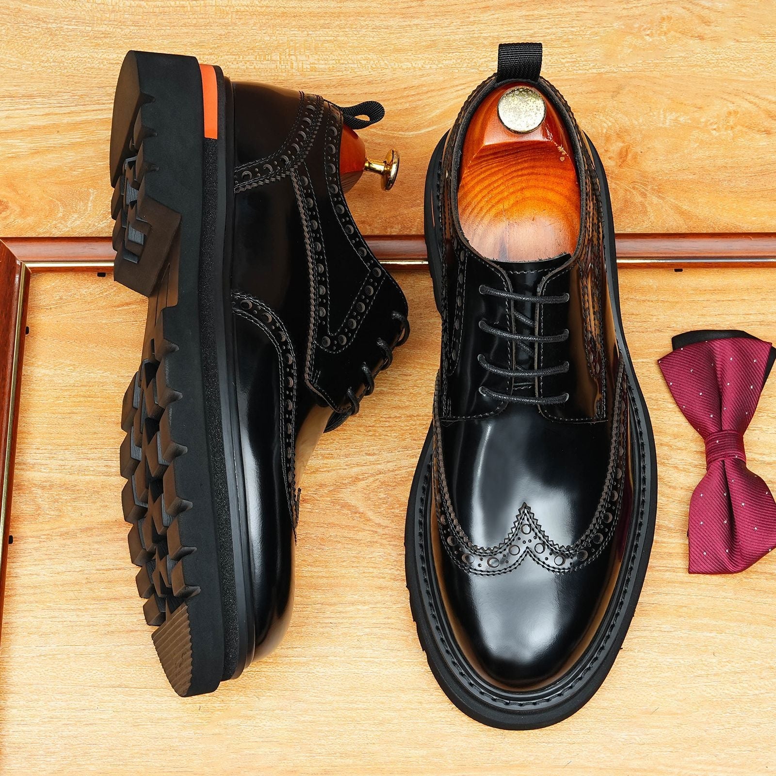 British Men's Round Toe Derby: Fashion Chunky Business Dress