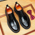 British Men's Round Toe Derby: Fashion Chunky Business Dress