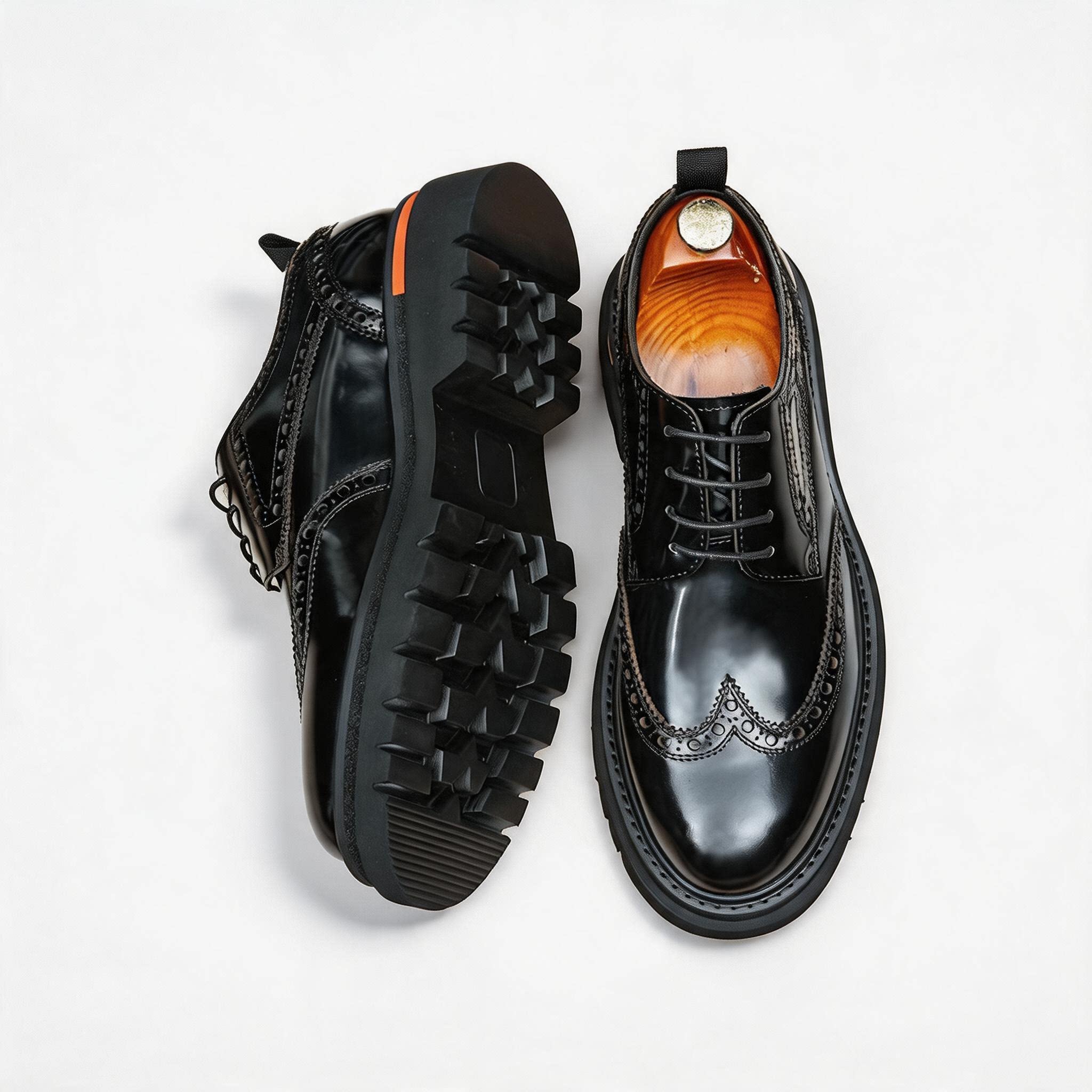 British Men's Round Toe Derby: Fashion Chunky Business Dress