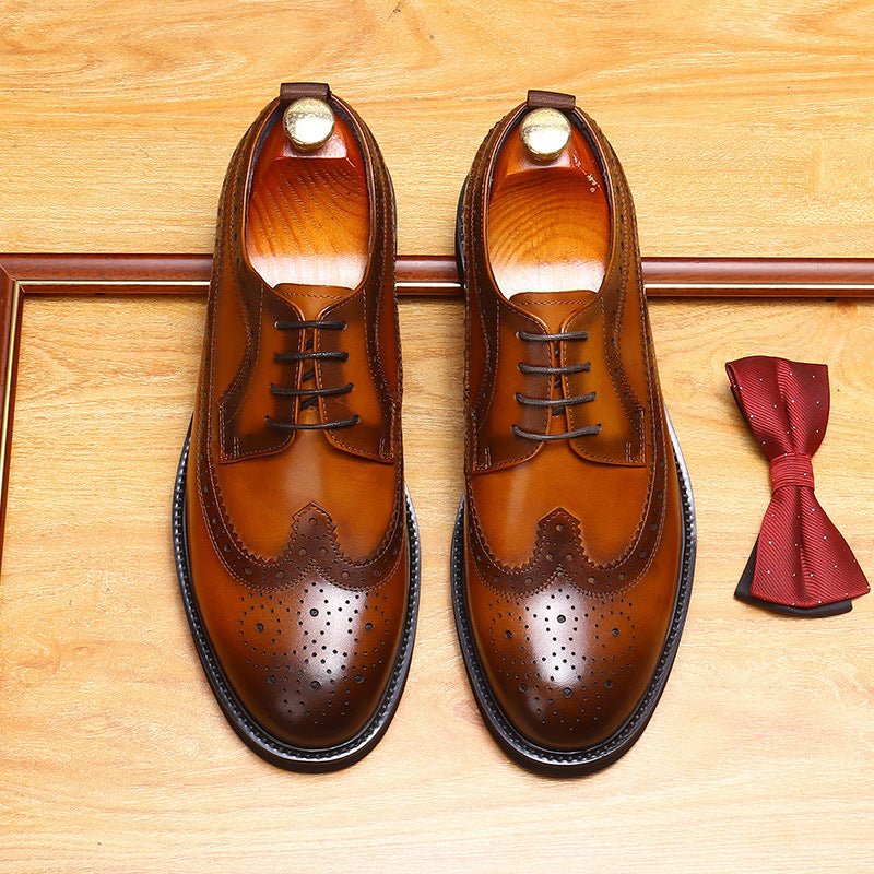 British Men's Round Toe Derby: Fashion Chunky Business Dress