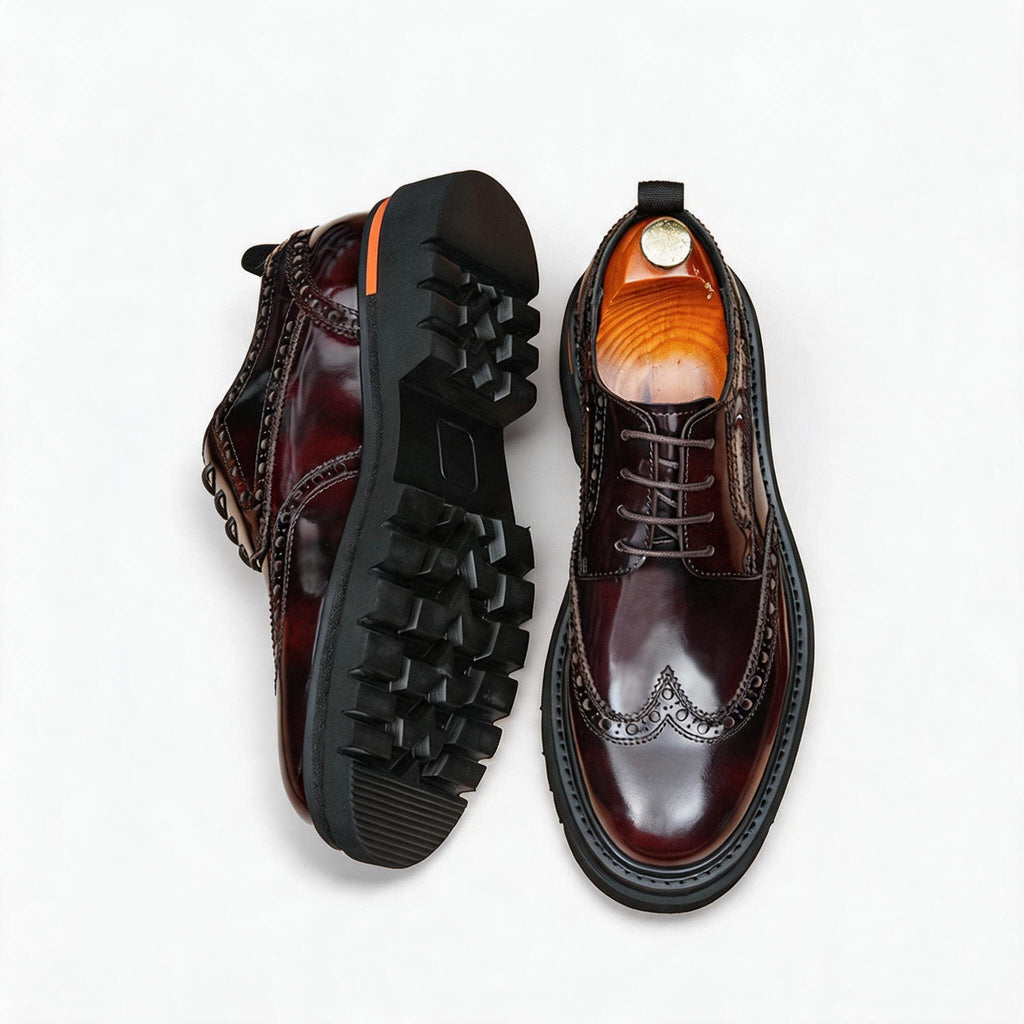 British Men's Round Toe Derby: Fashion Chunky Business Dress