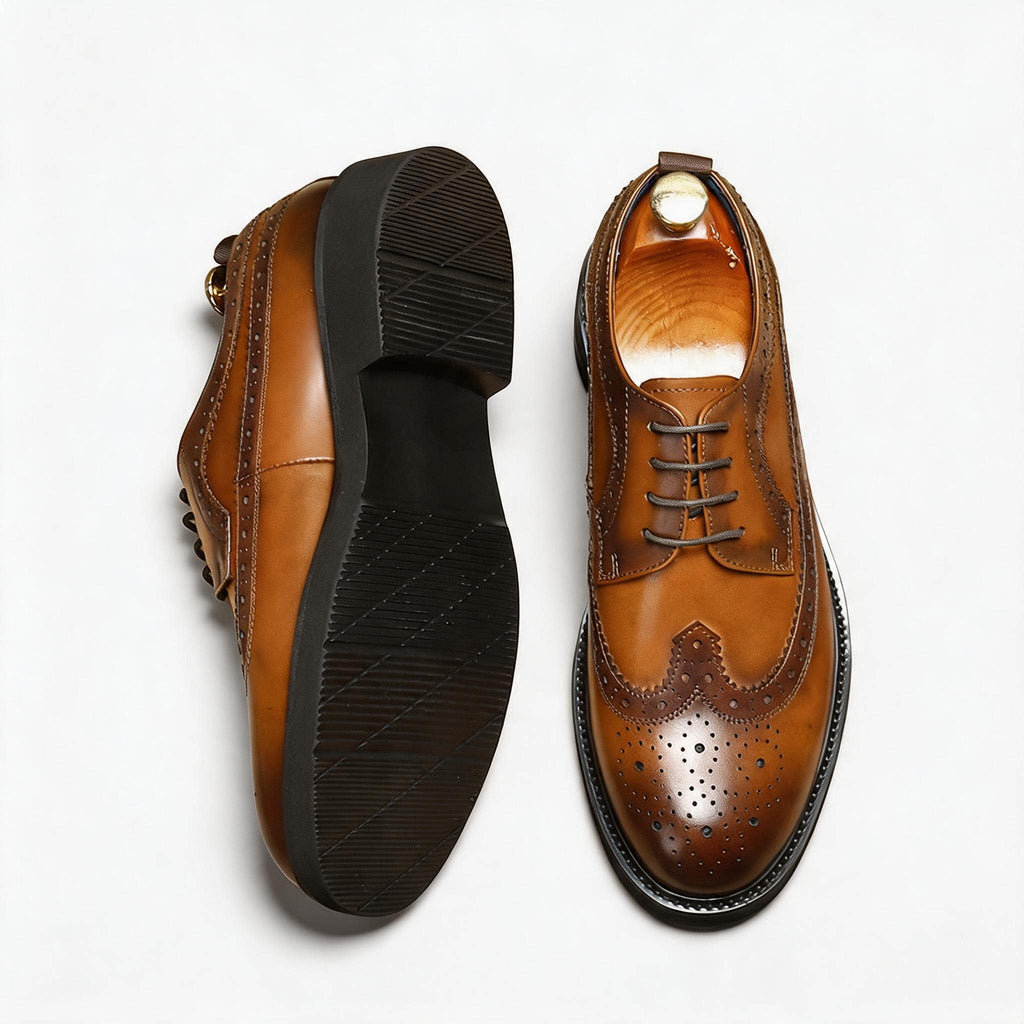 British Men's Round Toe Derby: Fashion Chunky Business Dress