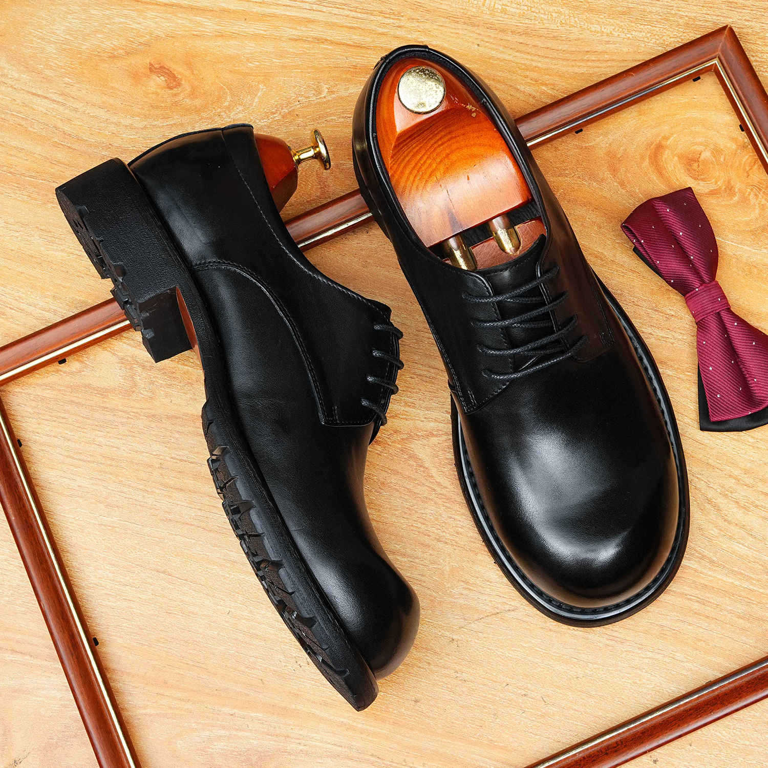 British Men's Round Toe Derby: Fashion Chunky Business Dress