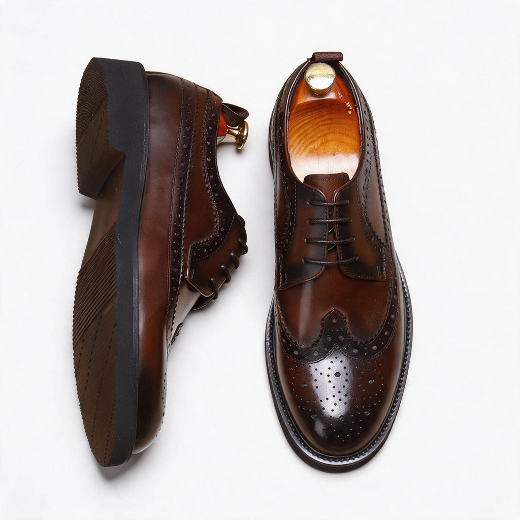 British Men's Round Toe Derby: Fashion Chunky Business Dress